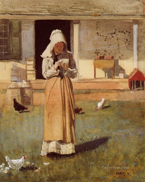 Le peintre de réalisme de poulet malade Winslow Homer Peinture à l'huile